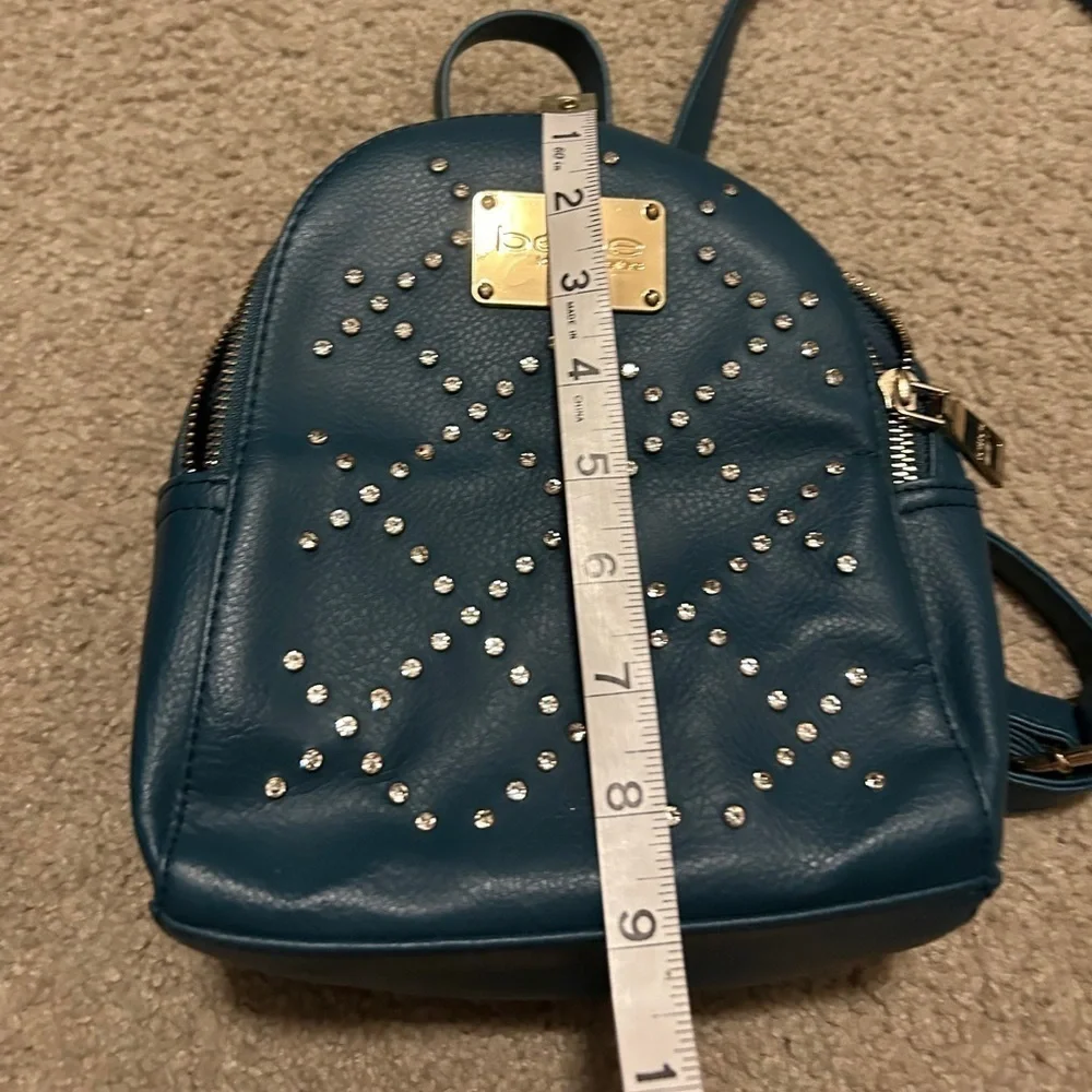 Bebe Teal Rhinestone Backpack Purse